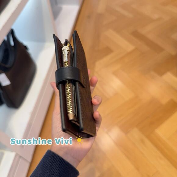 NWT Coach 2-in-1 Wallet Blocked Signature Canvas CBK54 Gold/Walnut /Tan - Picture 2 of 5